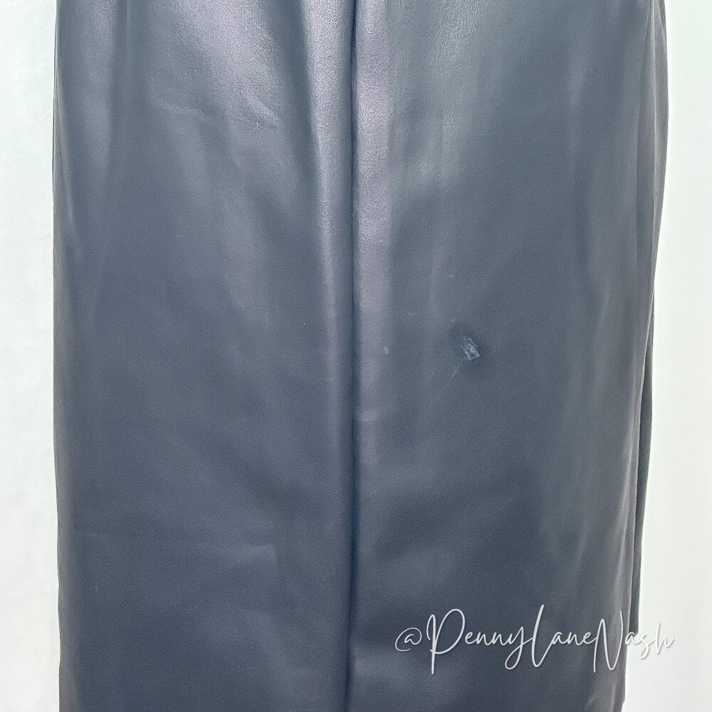 Express Puff Sleeve Vegan Leather Sheat Dress Black - Picture 10 of 11